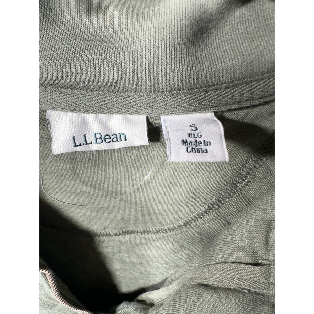 LL Bean Sweatshirt Women's Small Olive Green Quarter Zip Quilted Hiking Outdoor - Picture 6 of 7